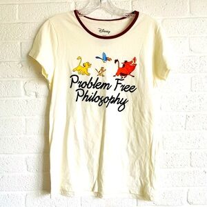 DISNEY THE LION KING SIMBA CREAM TEE T-SHIRT MEDIUM PROBLEM FREE PHILOSOPHY